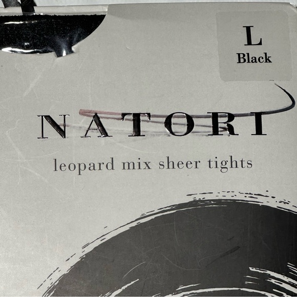 Natori Leopard Mix Sheer Tights‎ Black Pantyhose Pattern Hosiery Black NEW - Picture 11 of 11